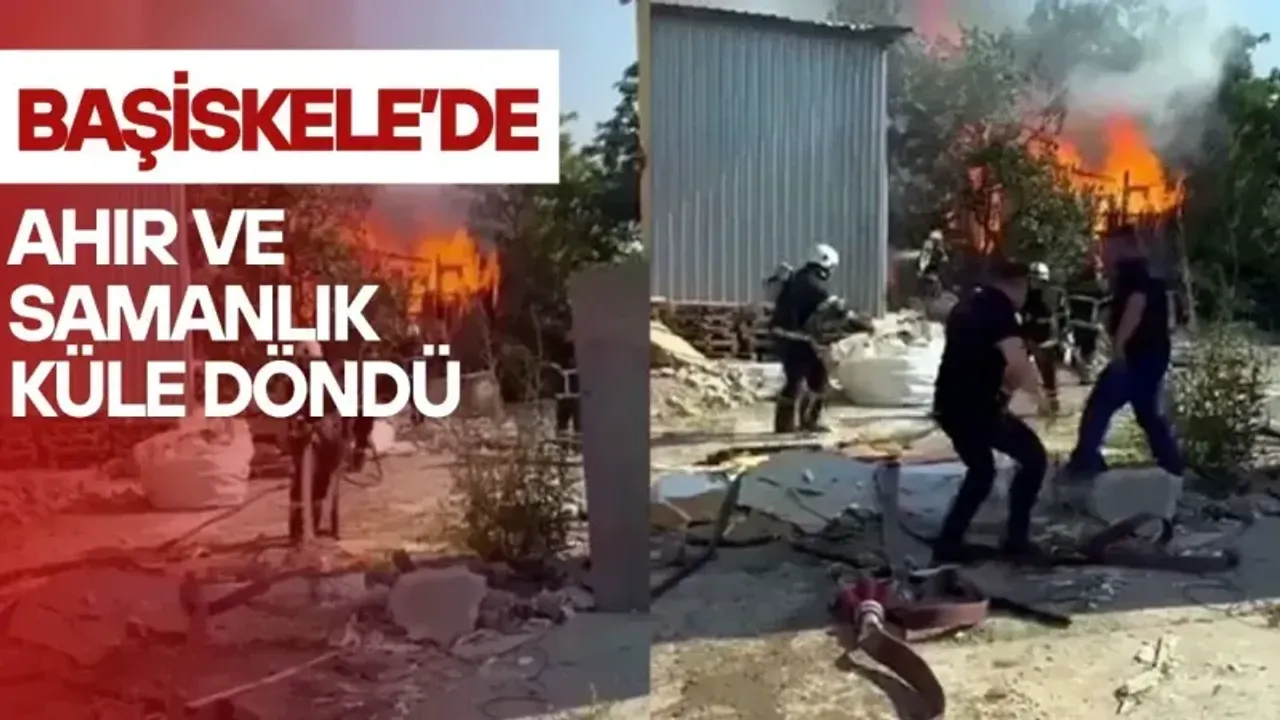 Başiskele'de ahır ve samanlık küle döndü 