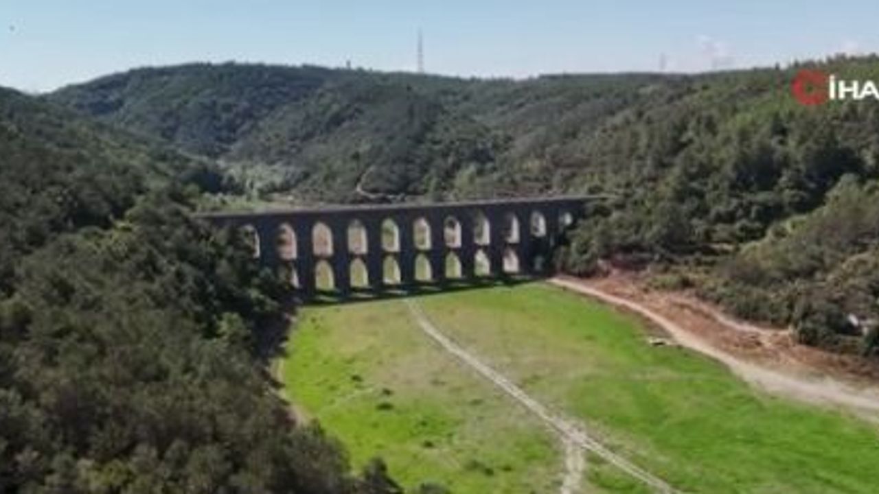 İstanbul barajlarında doluluk oranı yüzde 50'nin altına düştü, su miktarı azalan Alibey Barajı havadan görüntülendi