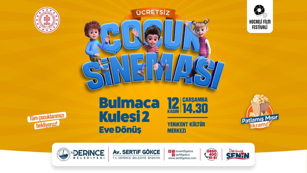 Derince Belediyesi’nden Ara Tatilde Çocuklara Sinema Şöleni