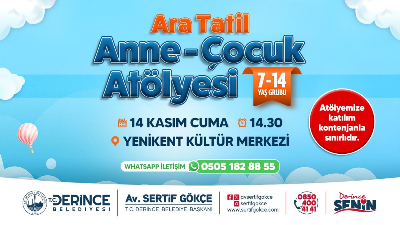 Derince Belediyesi’nden çocuklara tatil sürprizi: Anne–Çocuk Atölyesi başlıyor