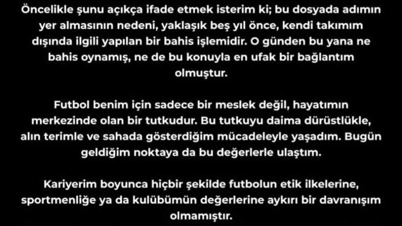 Eren Elmalı: Bu dosyada adımın yer almasının nedeni, yaklaşık 5 yıl önce kendi takımım dışında ilgili yapılan bir bahis işlemidir
