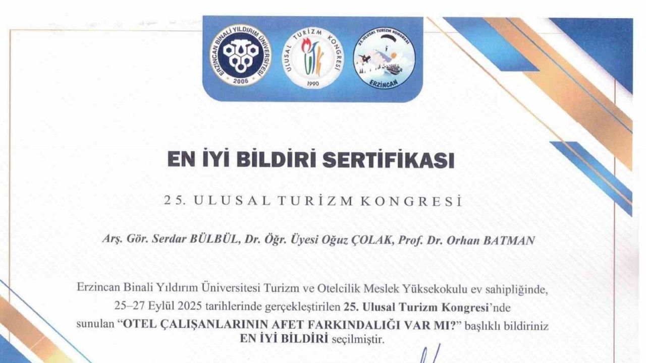 SUBÜ akademisyenlerine en iyi bildiri ödülü