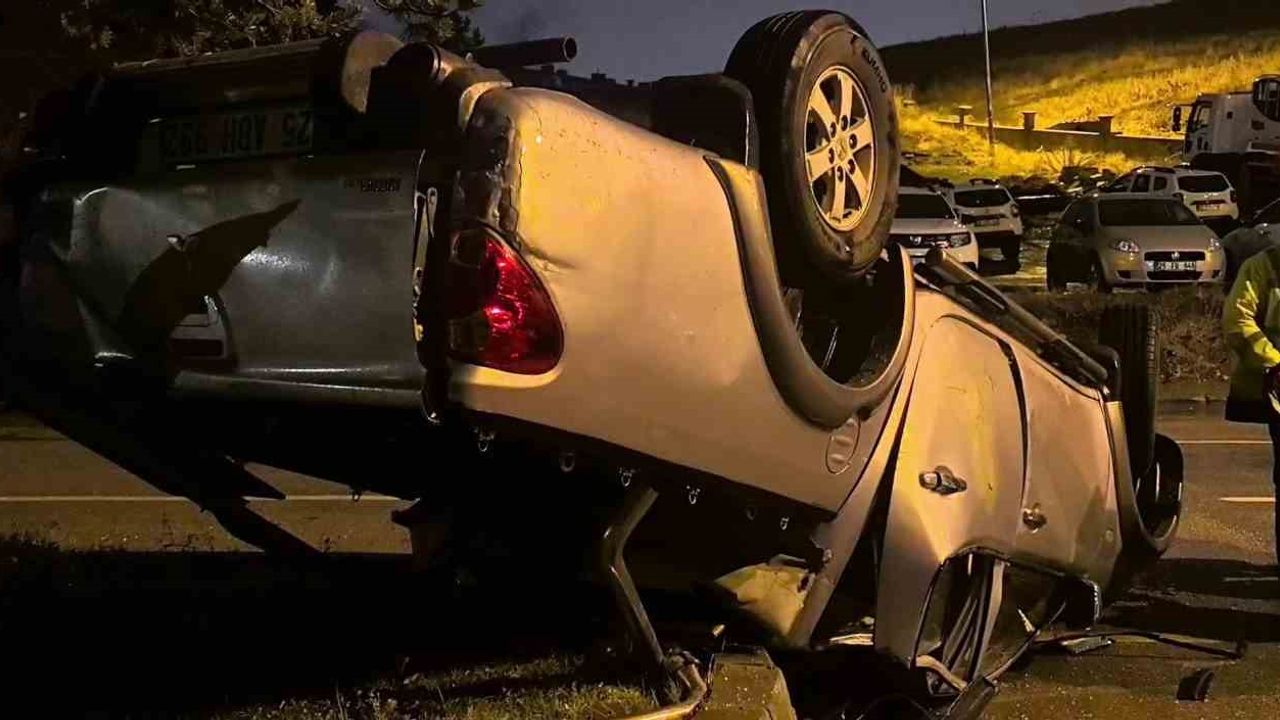 Erzurum’da Takla Atan Kamyonetten Sağ Çıktı: Emniyet Kemeri Hayat Kurtardı