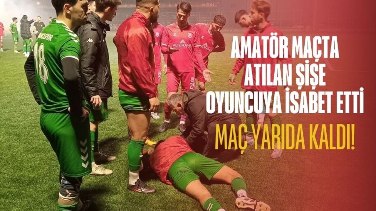Tribünden atılan şişe futbolcuyu yaraladı, maç tatil edildi