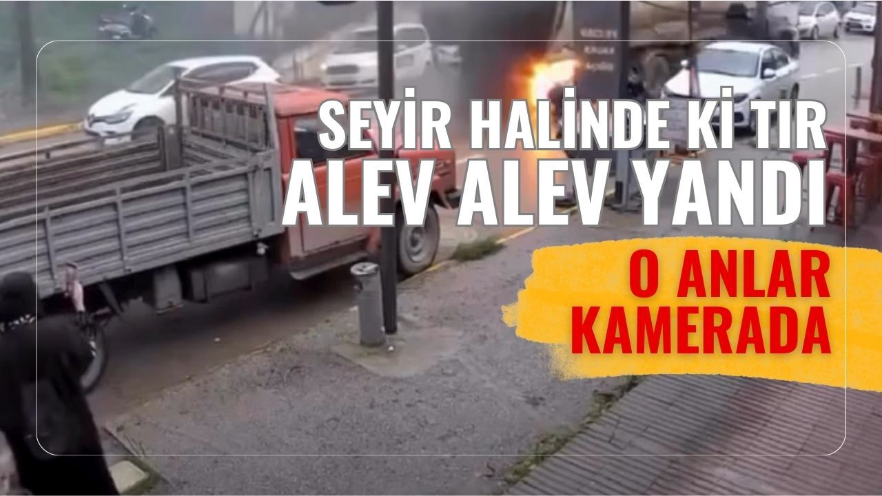 Başiskele’de seyir halindeki hafriyat kamyonu alev alev yandı