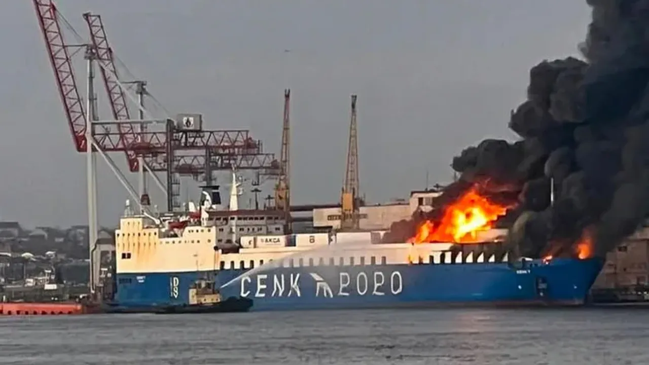 Tır taşımacılığı yapan Türk gemisi Odesa'da vuruldu