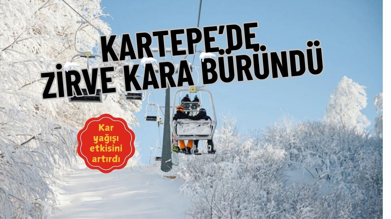 Kartepe’de kar yağışı etkisini artırdı, zirve beyaza büründü