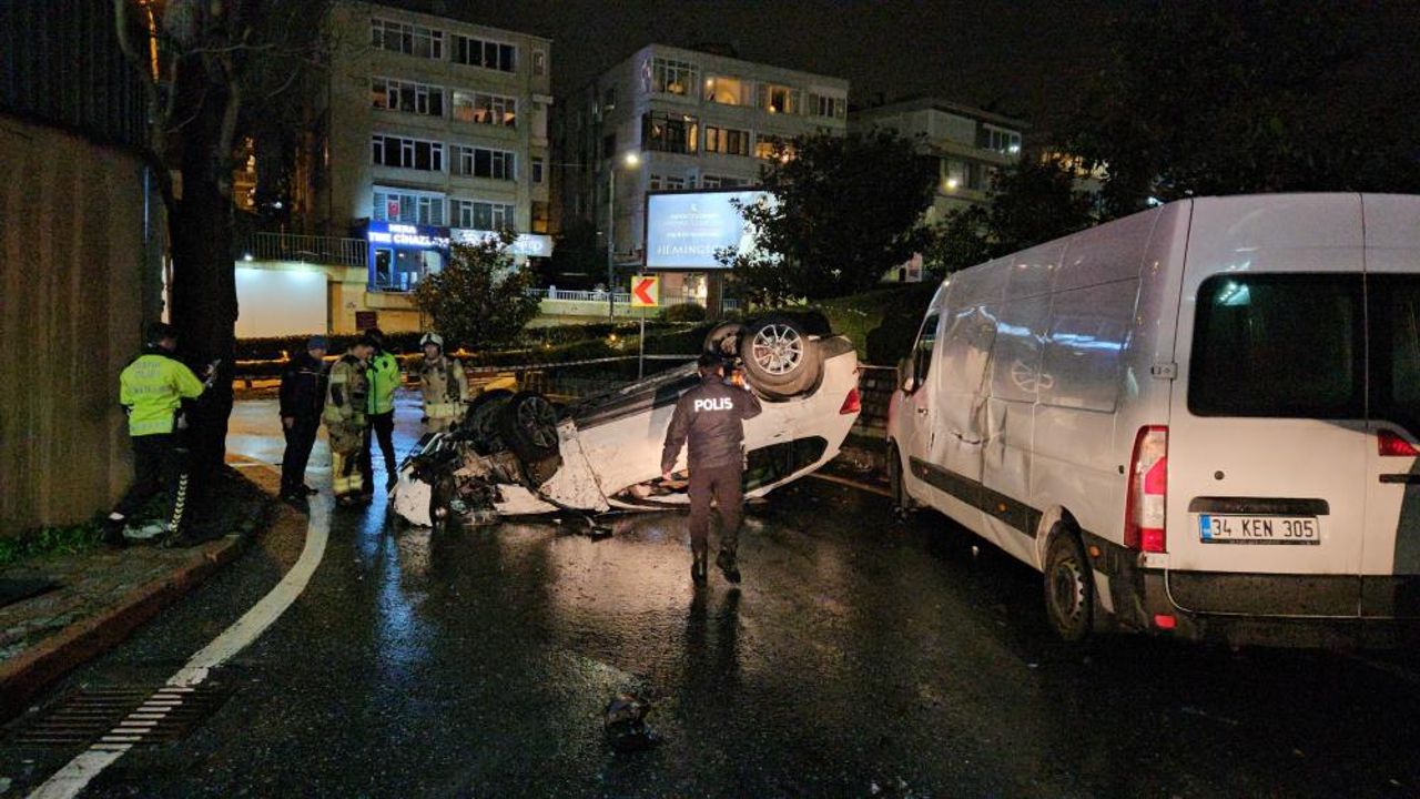 Takla atan araç ortalığı savaş alanına çevirdi: Beşiktaş’ta korku dolu anlar