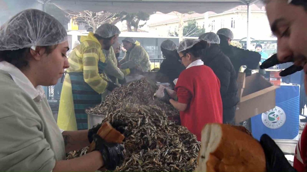 Soğuğa aldırış etmeyen vatandaşlar Balık Festivali'ne koştu