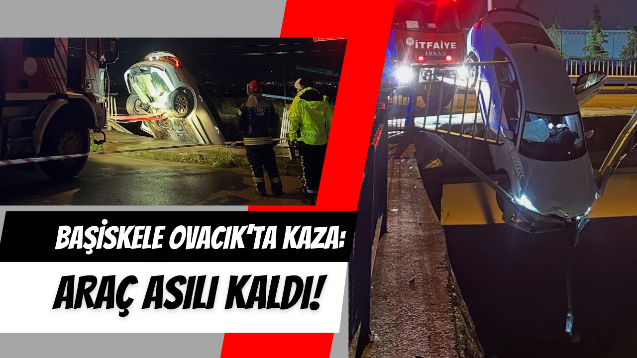 Başiskele Ovacık’ta Kaza: Araç Asılı Kaldı, Sıkışan Vatandaş Kurtarıldı