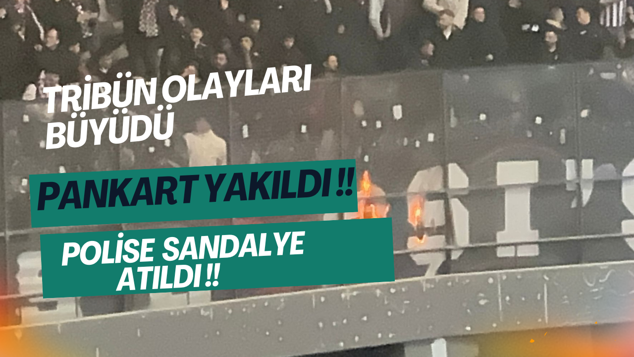 Kocaelispor–Beşiktaş maçında tribün olayları büyüdü: Pankart yakıldı, polise saldırı