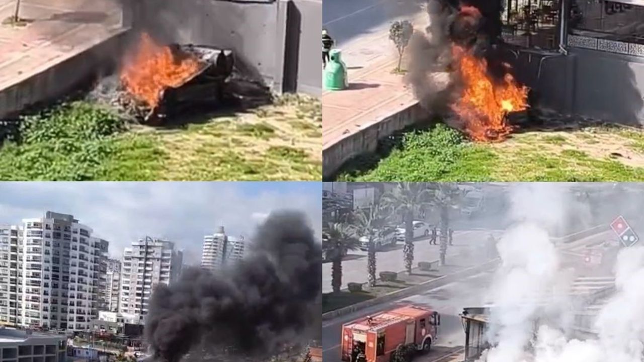 Kontrolden Çıkan Otomobil İş Yerine Çarptı, Araç Alev Aldı