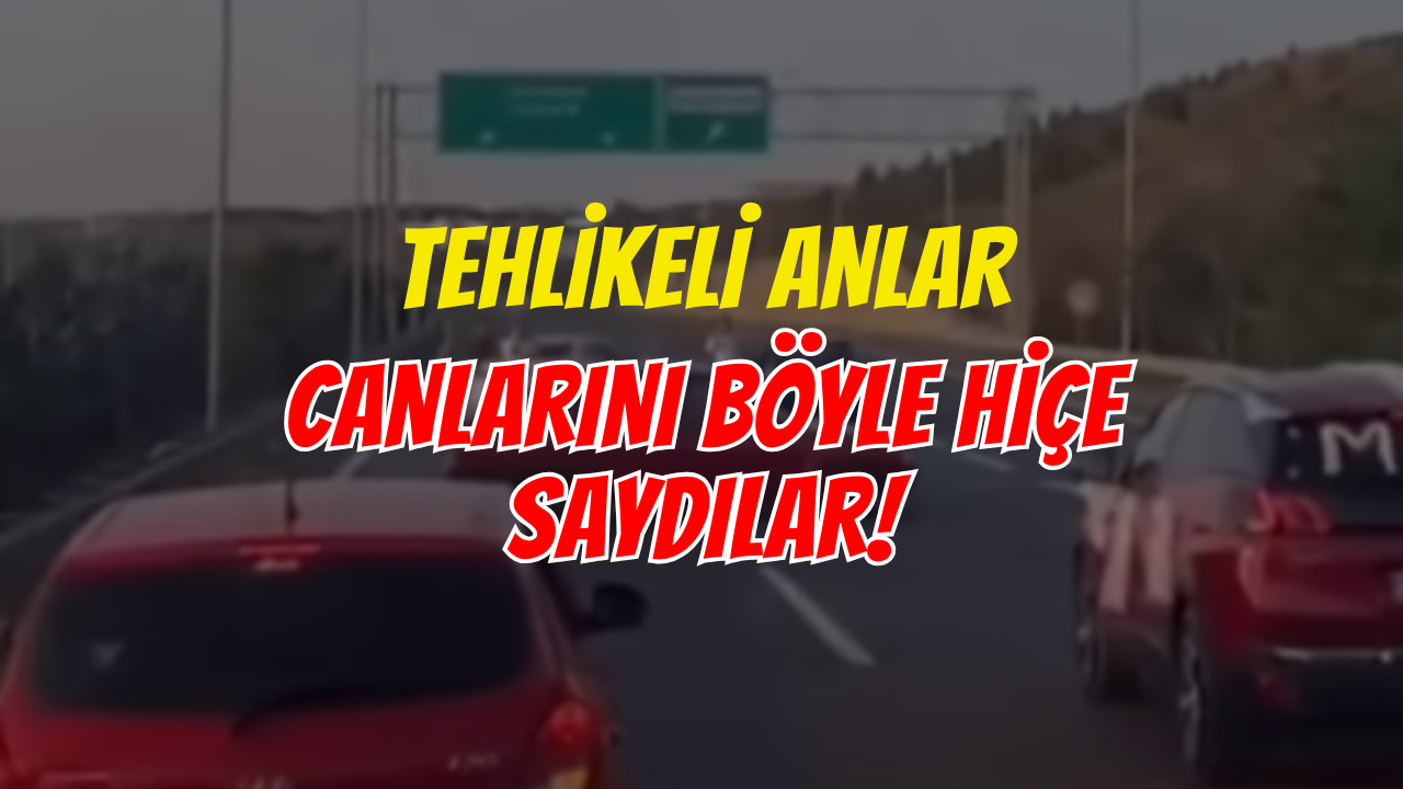 Trafikte tehlikeli anlar: Konvoyda canlarını hiçe saydılar!