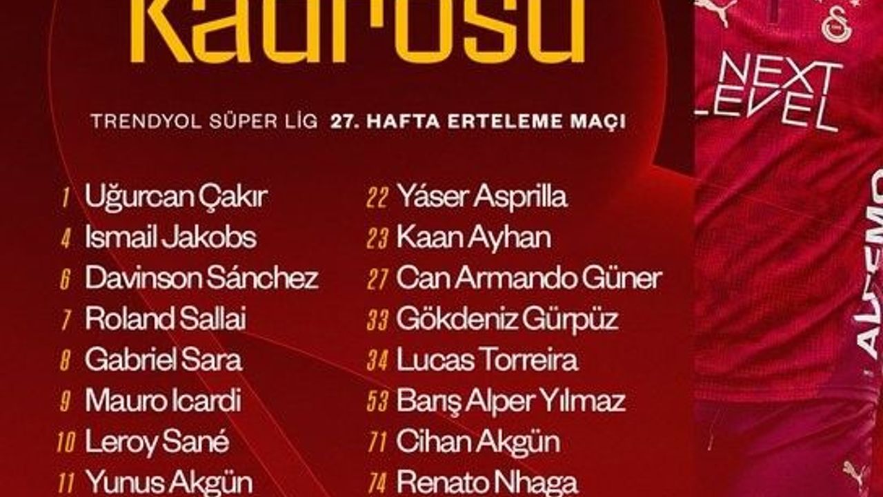 Galatasaray'ın, Göztepe maçı kamp kadrosu belli oldu