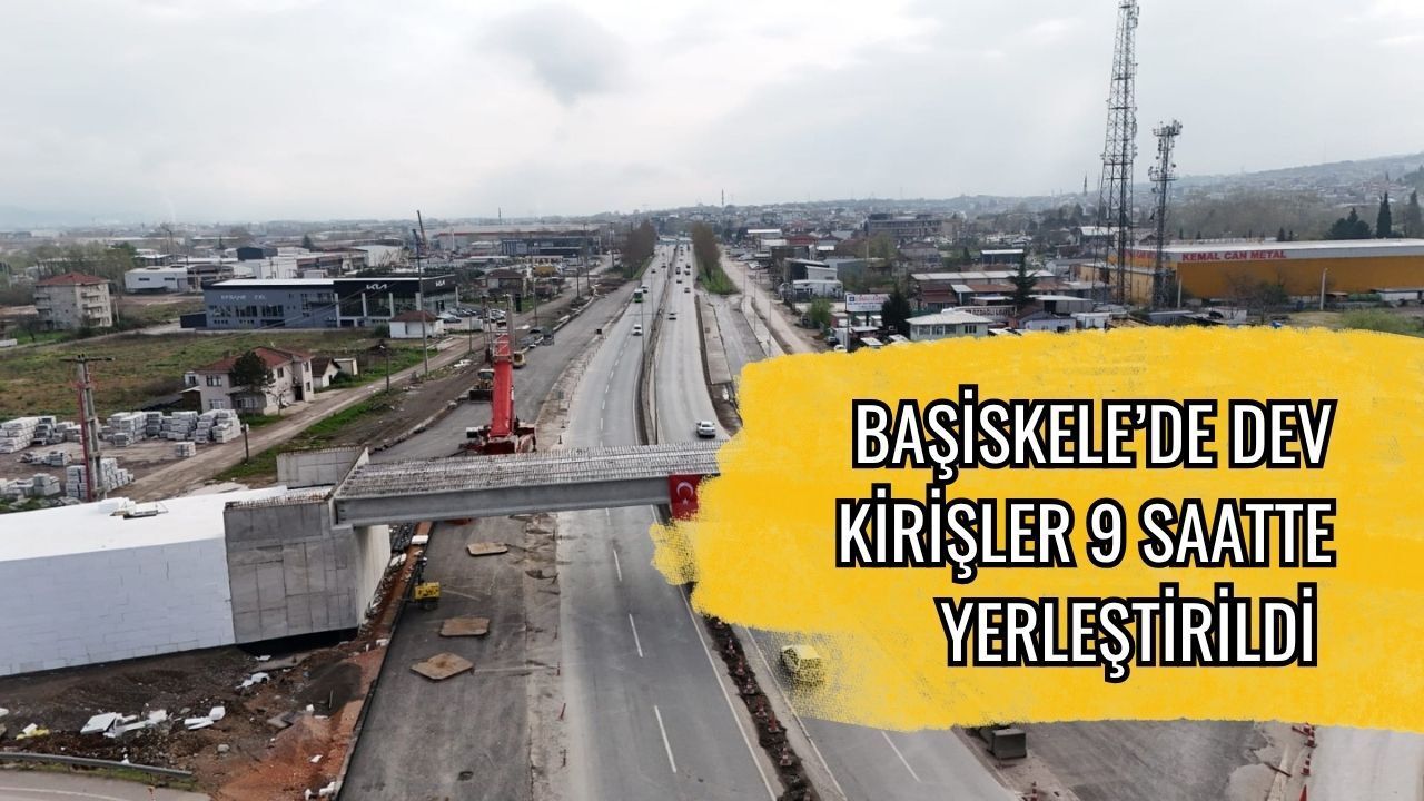 Başiskele'de Dev Kirişler 9 Saatte Yerleştirildi