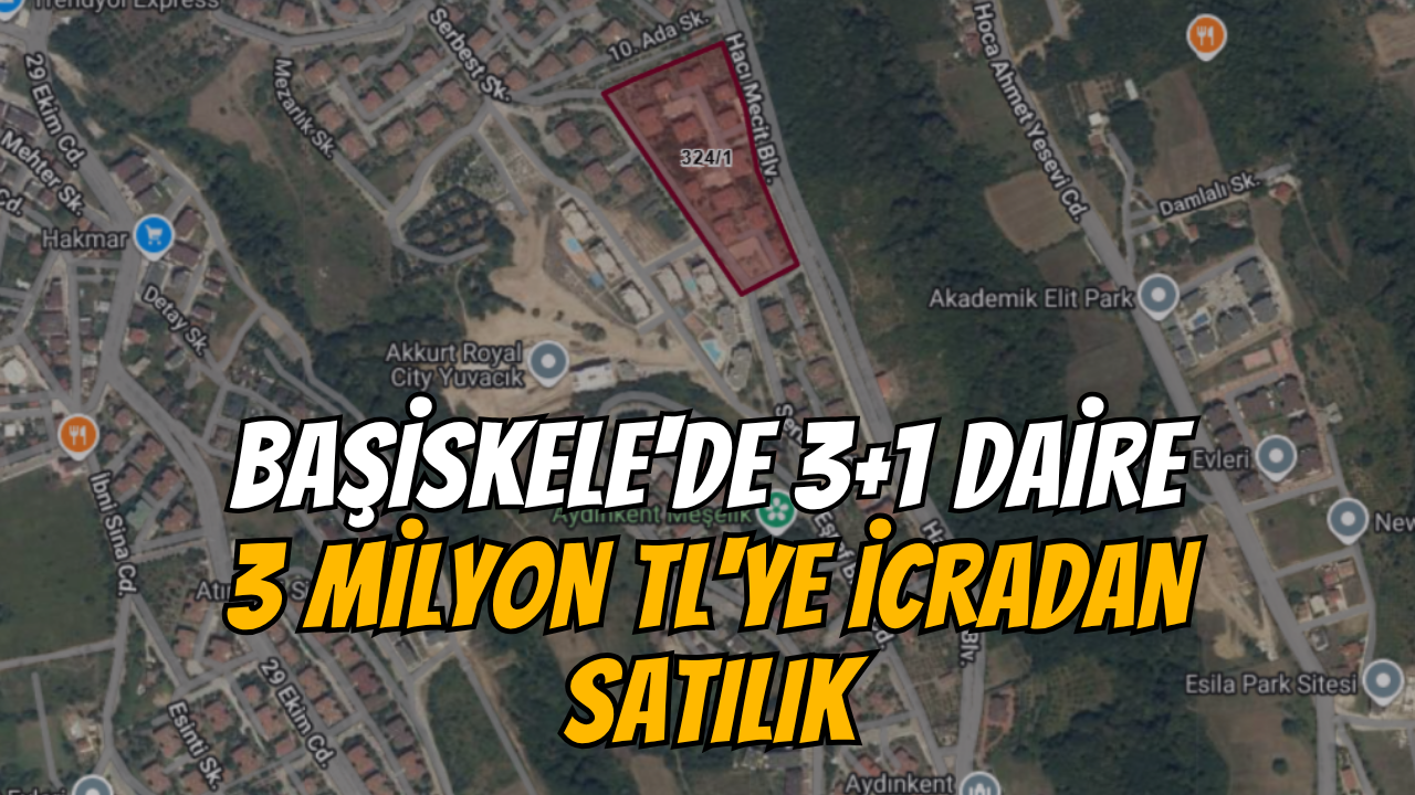 Başiskele'de 3+1 Daire 3 Milyon TL'ye İcradan Satılık