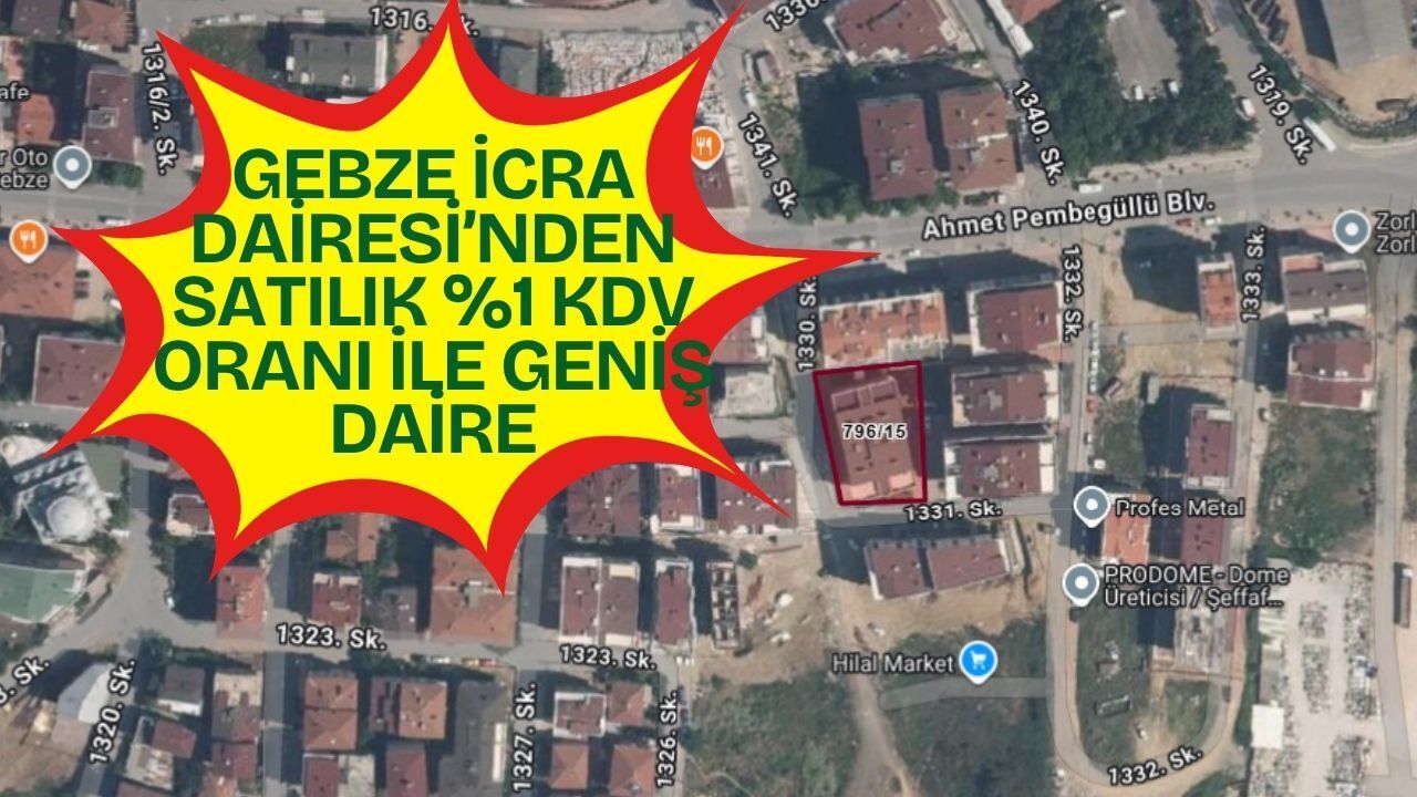 Gebze İcra Dairesi'nden Satılık İlanı: %1 KDV Avantajlı Geniş Daire