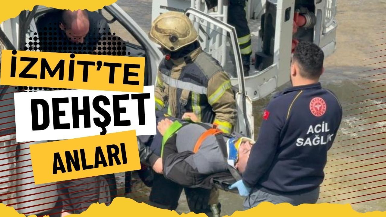 İzmit’te Dehşet Anları: Kamyonet Dereye Uçtu