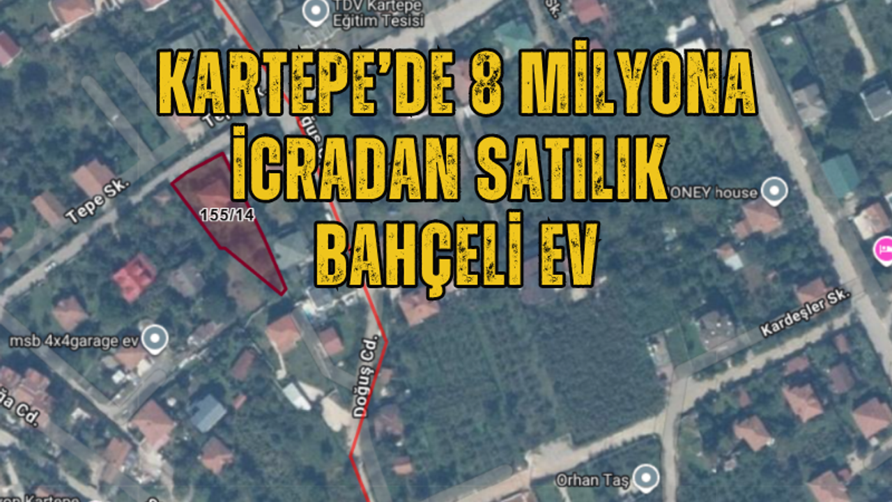 Kartepe'de 8 Milyona İcradan Satılık Bahçeli Ev
