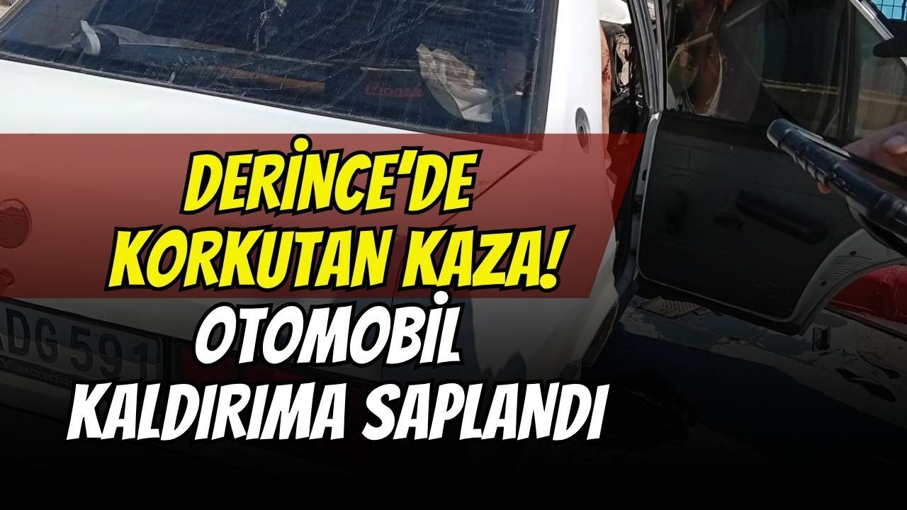 Derince Yavuz Sultan Mahallesi’nde Korkutan Kaza: Kontrolden Çıkan Otomobil Kaldırıma Saplandı