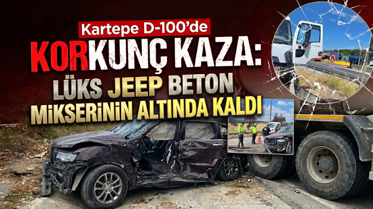 Kartepe D-100’de Korkunç Kaza: Lüks Jeep Beton Mikserinin Altında Kaldı