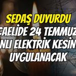 SEDAŞ duyurdu: Kocaelide 24 Temmuz'da planlı elektrik kesintisi uygulanacak
