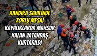 Kandıra Sahilinde Zorlu Mesai: Kayalıklarda Mahsur Kalan Vatandaş Kurtarıldı