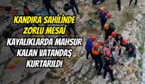 Kandıra Sahilinde Zorlu Mesai: Kayalıklarda Mahsur Kalan Vatandaş Kurtarıldı