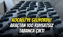 Kocaeli’ye geliyordu! Araçtan 100 ruhsatsız tabanca çıktı