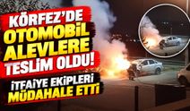 Körfez'de otomobil alevlere teslim oldu! İtfaiye ekipleri müdahale etti