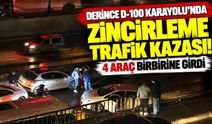 Derince D-100 Karayolu'nda zincirleme trafik kazası! 4 araç birbirine girdi