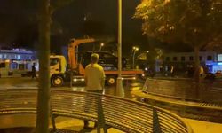 Adapazarı’nda İlginç Kaza: Sürücü Aracıyla Süs Havuzuna Girdi
