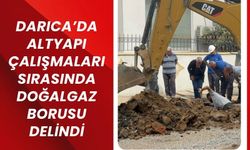 Kocaeli'de altyapı çalışması sırasında doğal gaz borusu delindi