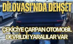 Çekiciye çarpan otomobil taklalar attı