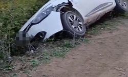 Kontrolden çıkan araç uçurumun kenarında durdu