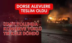 Yalova-İzmit yolunda panik anları! Konserve yüklü TIR alev alev yandı