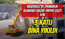 Başiskele'de Ormanlık Alandaki Kaçak Yapıya Geçit Yok: 3 Katlı Bina Yıkıldı