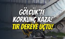 Gölcük’te Korkunç Kaza! Ford Otosan Yolunda Tır Dereye Uçtu, Yol Trafiğe Tamamen Kapandı