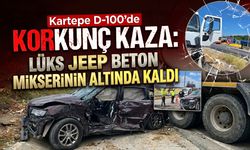 Kartepe D-100’de Korkunç Kaza: Lüks Jeep Beton Mikserinin Altında Kaldı