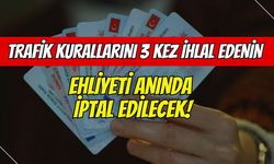 Trafik Kurallarını 3 Kez İhlal Edenin Ehliyeti Anında İptal Edilecek!