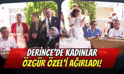 Derince'de kadınlardan Özgür Özel'e pastalı börekli karşılama