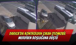 Darıca’da Kontrolden Çıkan Otomobil Merdiven Boşluğuna Düştü