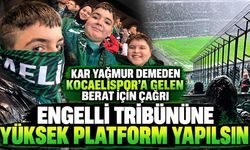 Kar yağmur demeden Kocaelispor’a gelen Berat için çağrı: Engelli tribününe yüksek platform yapılsın