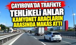 Çayırova’da trafikte tehlikeli anlar: Kamyonet araçların arasında makas attı