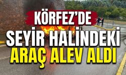 Körfez’de seyir halindeki araç alev aldı: Geriye hurda kaldı