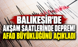 Balıkesir'de akşam saatlerinde deprem! AFAD büyüklüğünü açıkladı