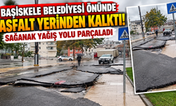 Başiskele Belediyesi önünde asfalt yerinden kalktı! Sağanak yağış yolu parçaladı