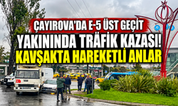 Çayırova'da E-5 üst geçit yakınında trafik kazası! Kavşakta hareketli anlar
