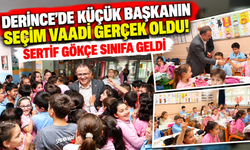 Derince'de küçük başkanın seçim vaadi gerçek oldu! Sertif Gökçe sınıfa geldi