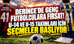 Derince'de genç futbolculara fırsat! U-14 ve U-15 takımları için seçmeler başlıyor